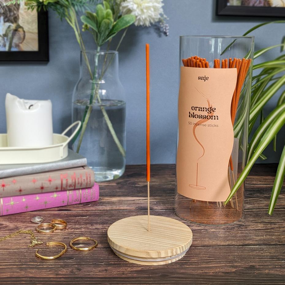 Jar of Incense & Holder Orange Blossom - Saje