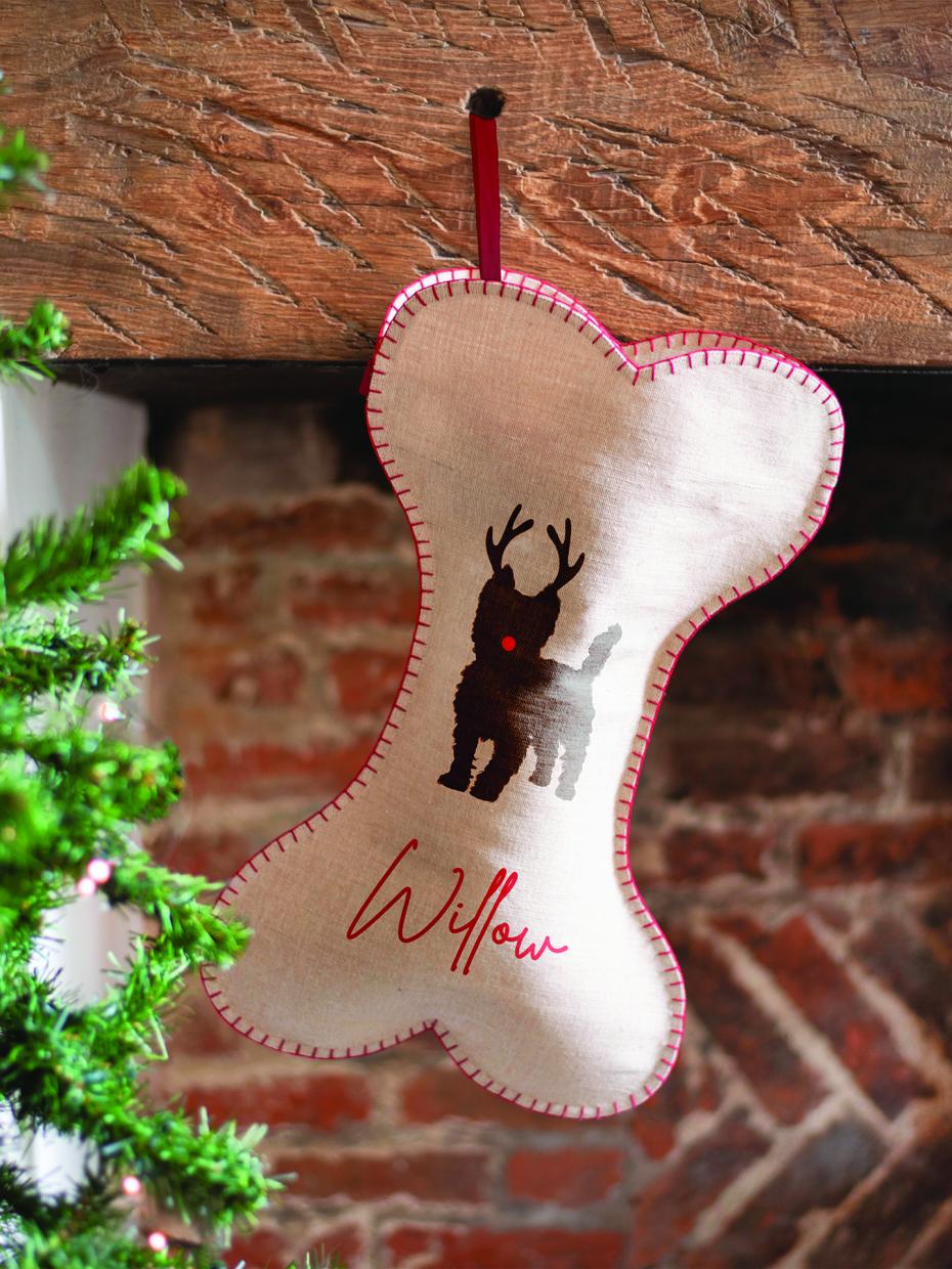 Personalised Jute Dog Bone Christmas Stocking