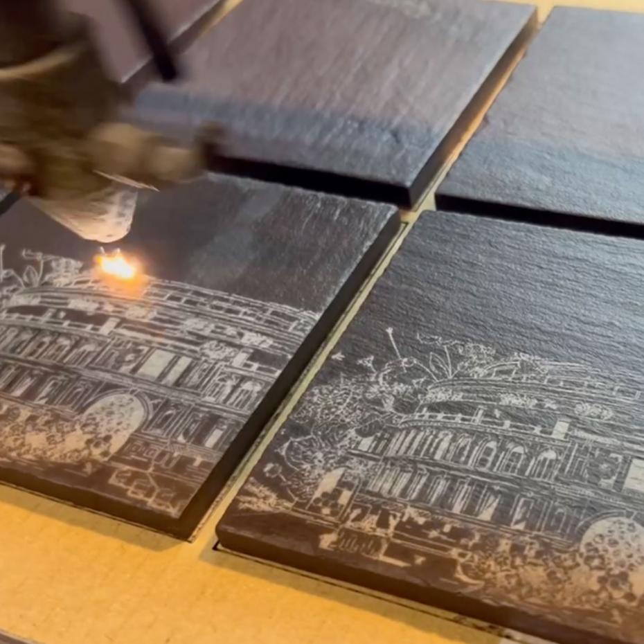 Watch how the slates are laser engraved
