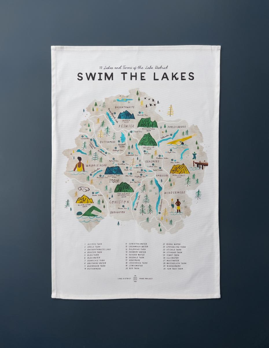Swim the Lakes Tea Towel Full