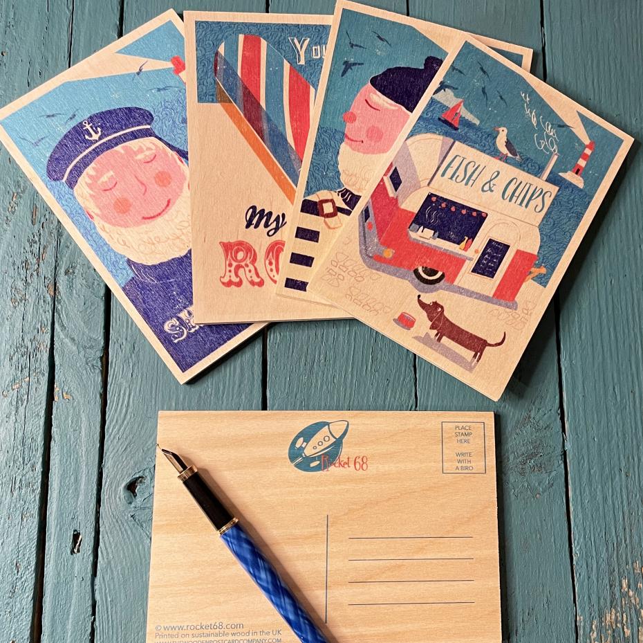 Ahoy! nautical Wooden Postcards