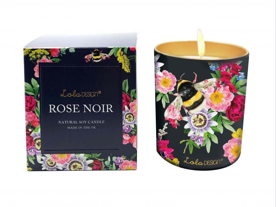 Wildlife botanical bee candle- Rose noir