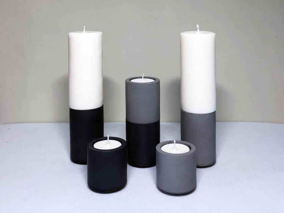 CONCRETE & WAX Tealight Trio Stacks