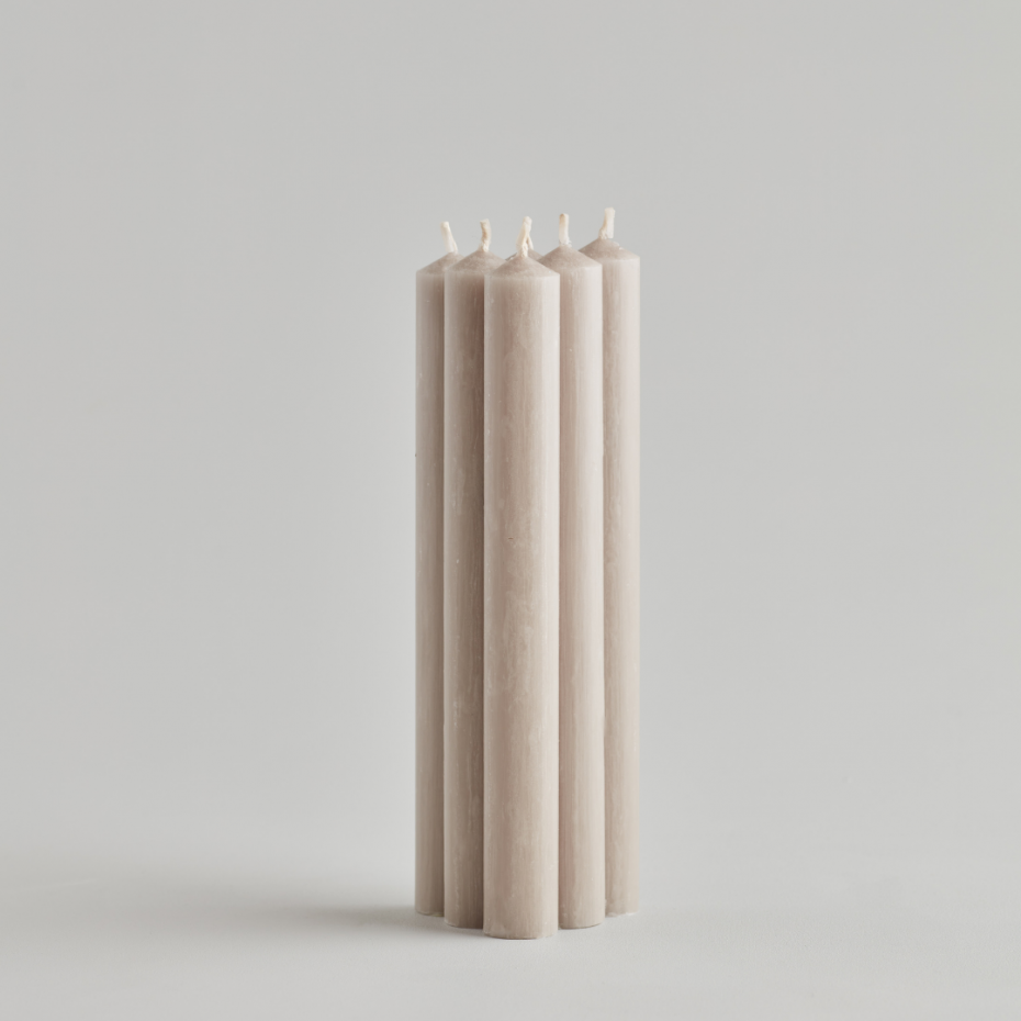 Mushroom Coloured Dinner Candles