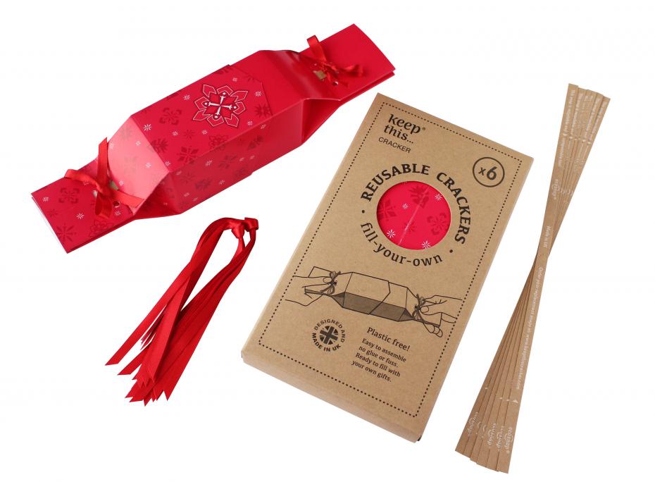 Keep This Cracker -  Christmas Snowflake design in Red with card wallet