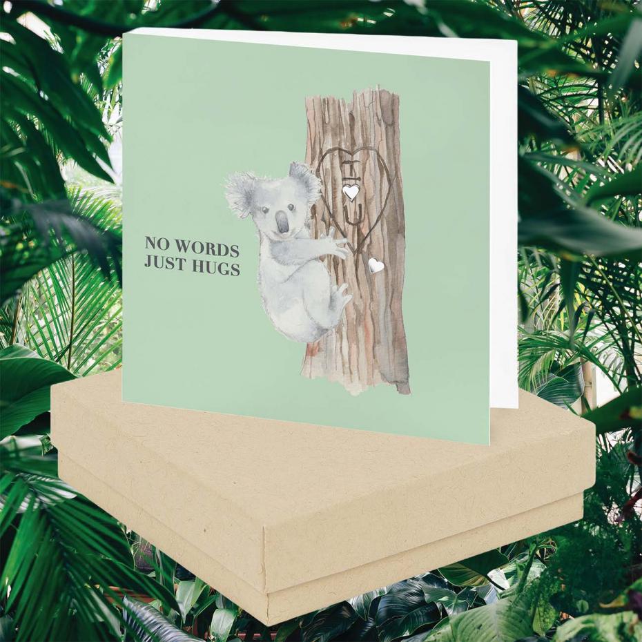 Adorable Animals Collection - Boxed Greeting Card with Sterling Silver Heart Earrings