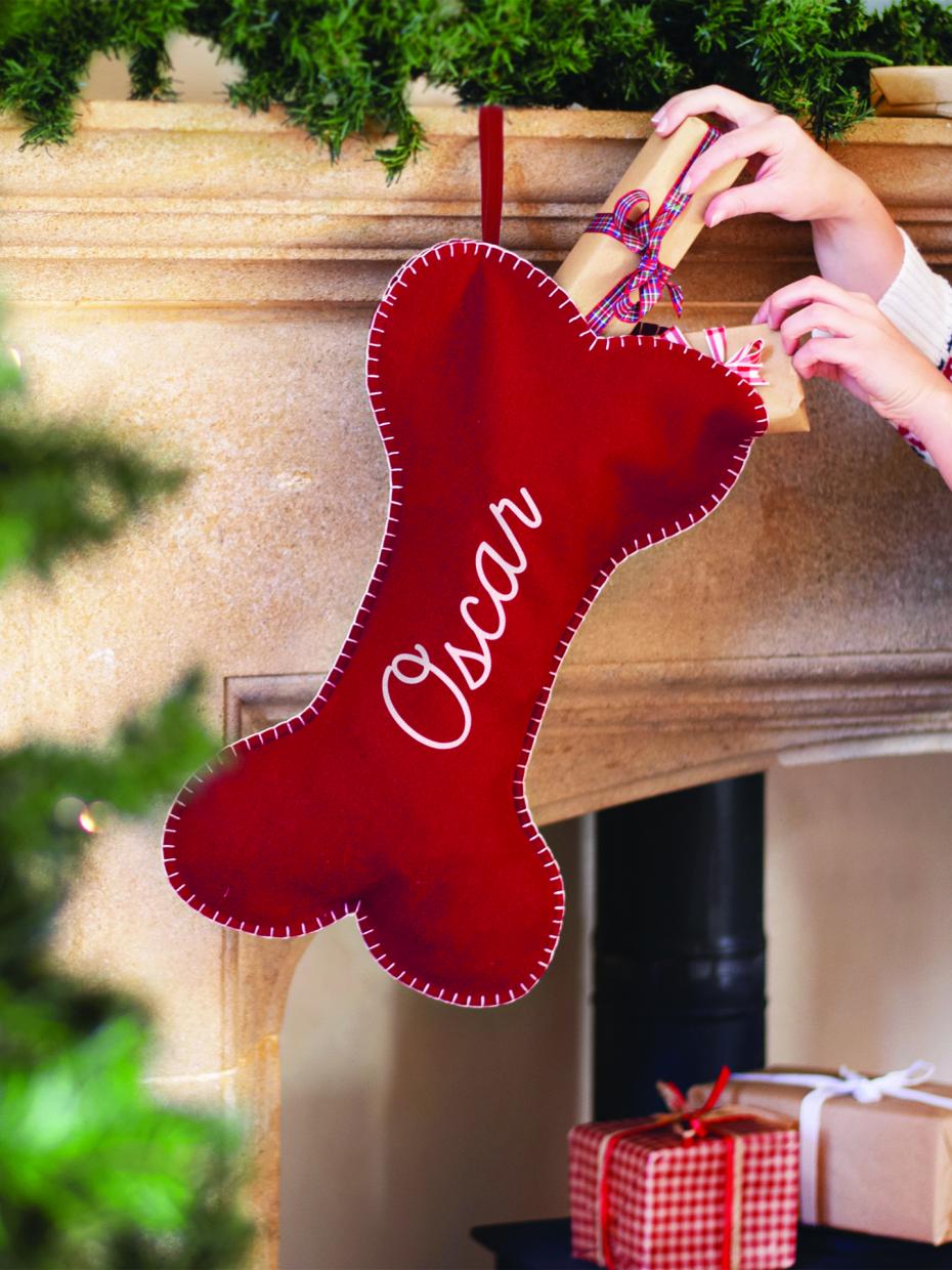 Personalised Felt Dog Bone Christmas Stocking