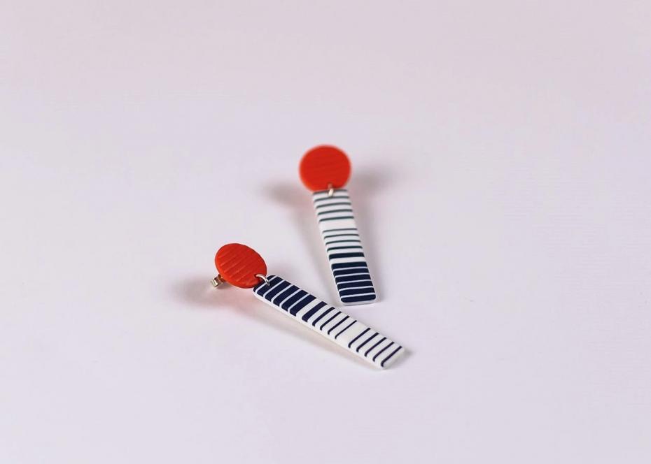 Breton earrings Quiberon red Nadege Honey