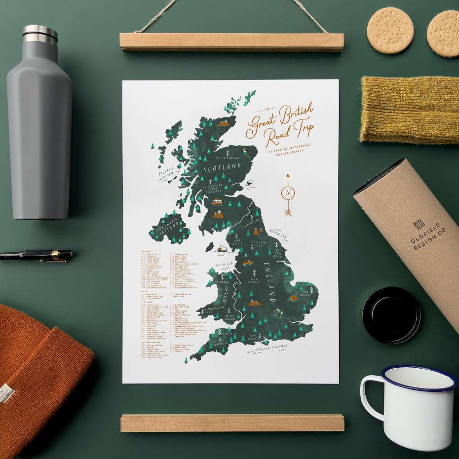 Great British Road Trip Checklist Map 86 AONB