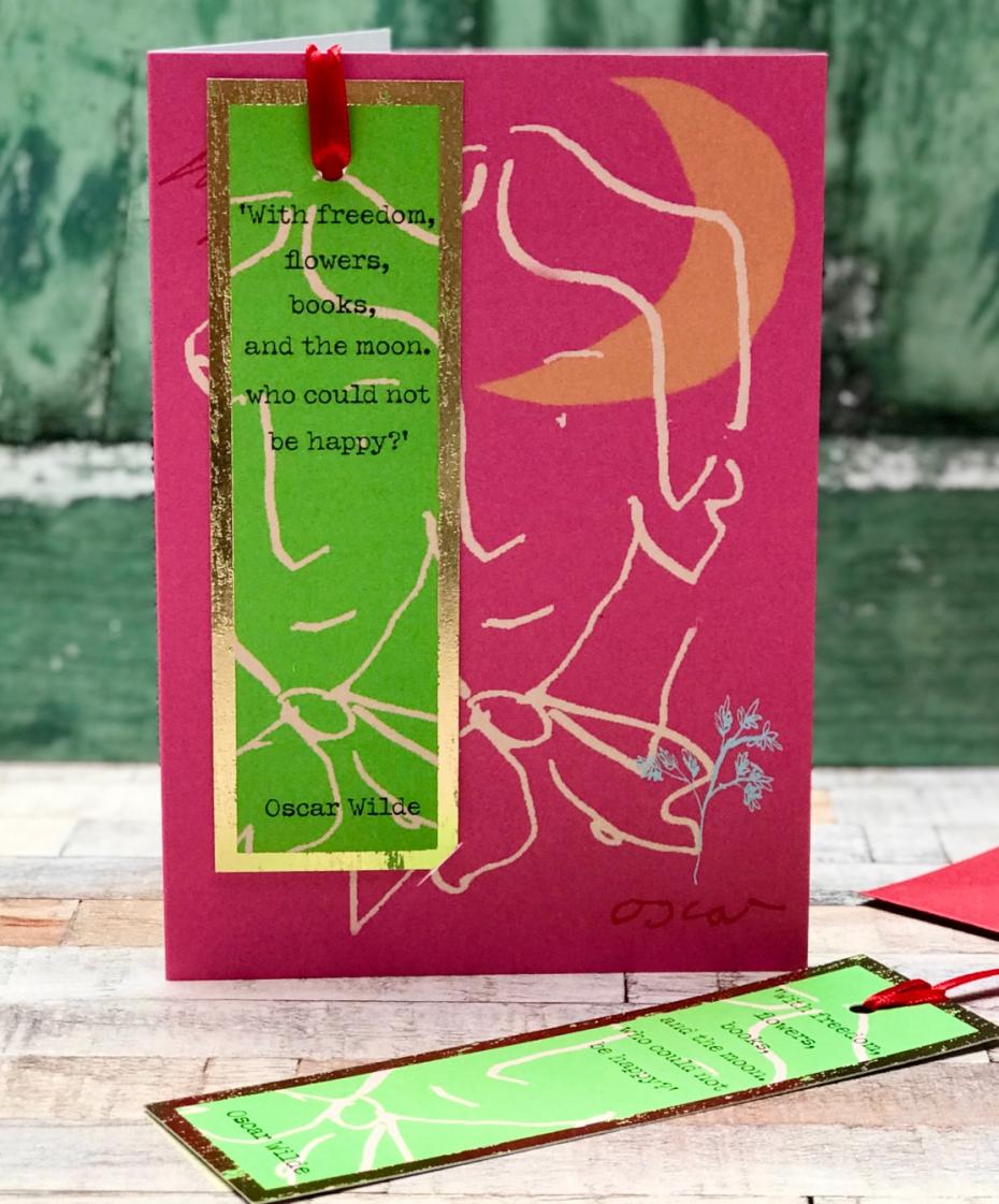 'With freedom, flowers and the moon' Oscar Wilde card