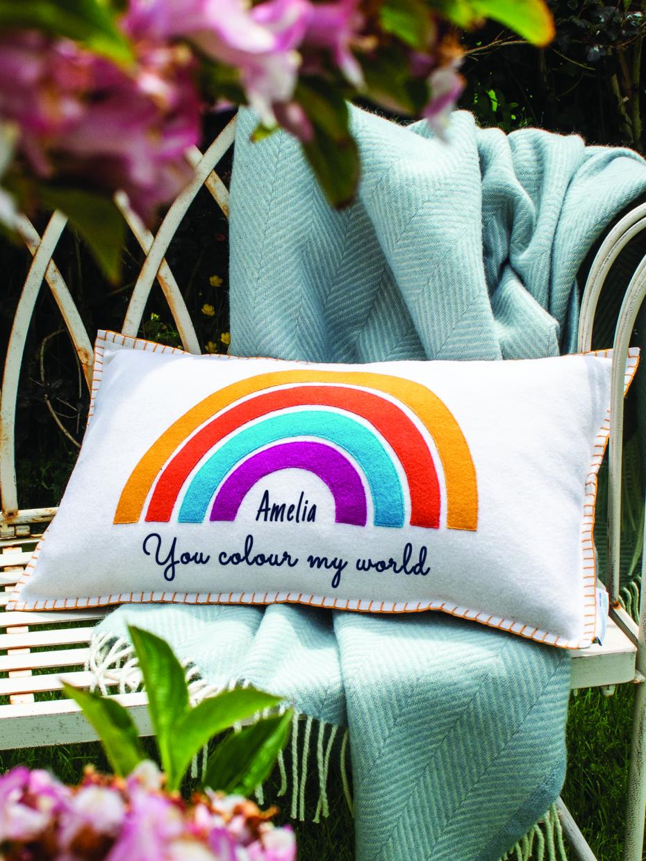 Personalised Handmade Felt Rainbow Cushion