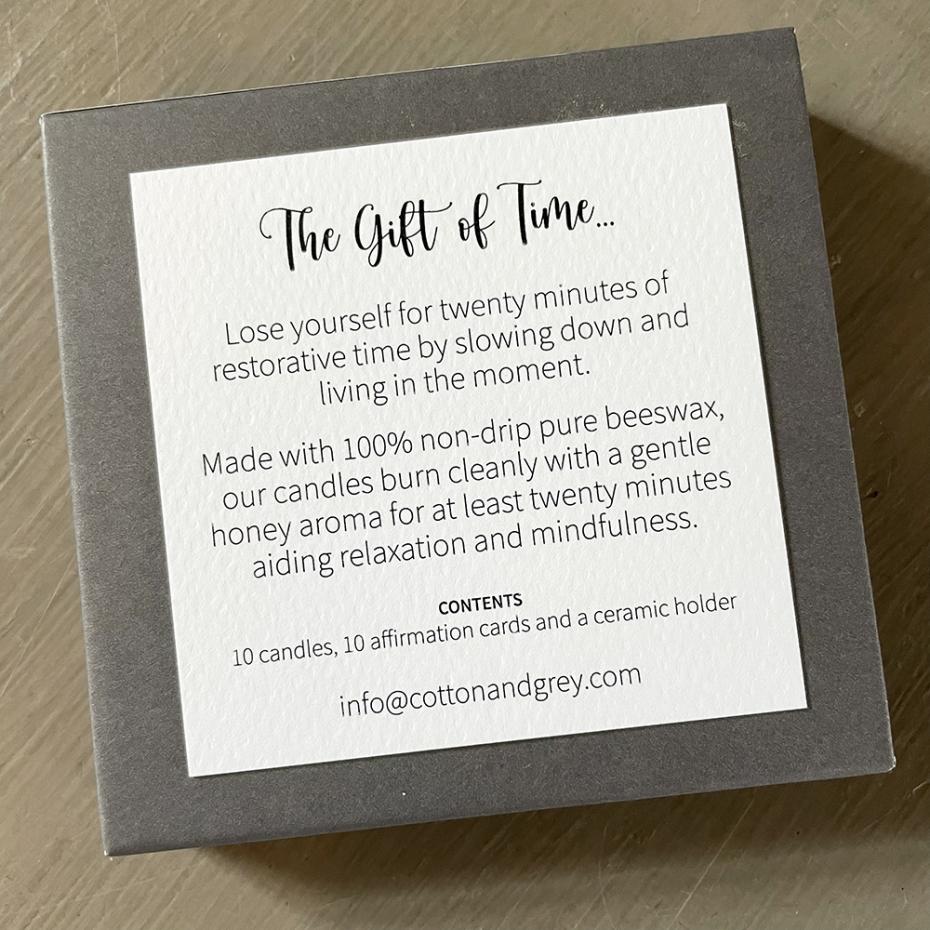 Cotton & Grey - Twenty Minute Candles Box Back