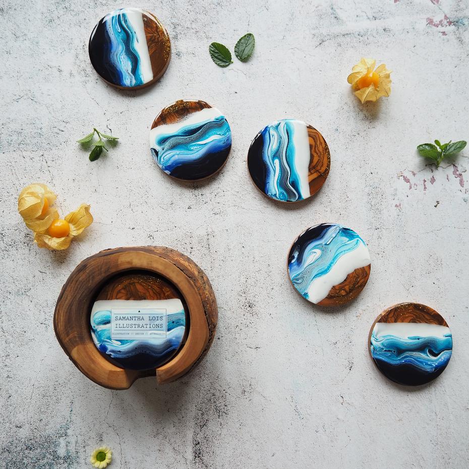 Ocean Olive Wood Coasters