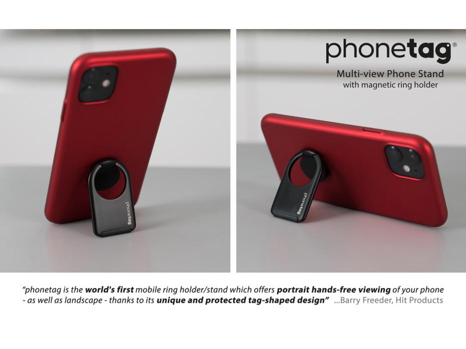 phonetag - Multi-view Phone Stand with Magnetic Ring Holder
