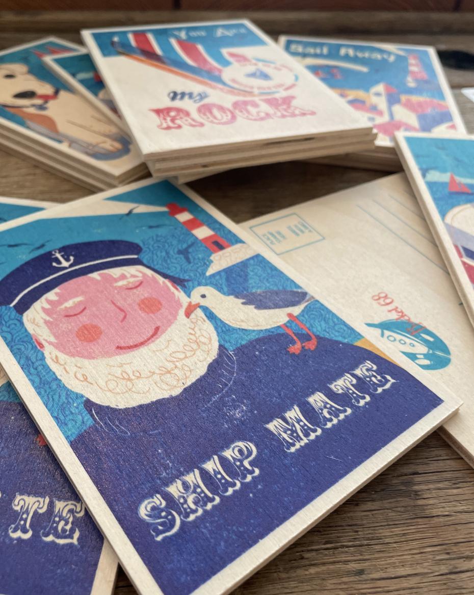 Ahoy! nautical Wooden Postcards