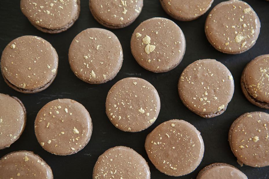 Chocolate & Gold Macaron Finished Priduct