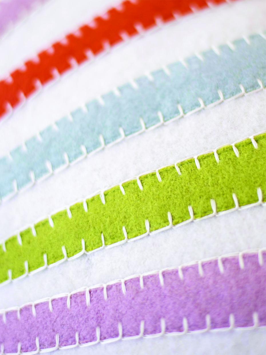 Personalised Handmade Felt Sunshine Cushion Close up Details
