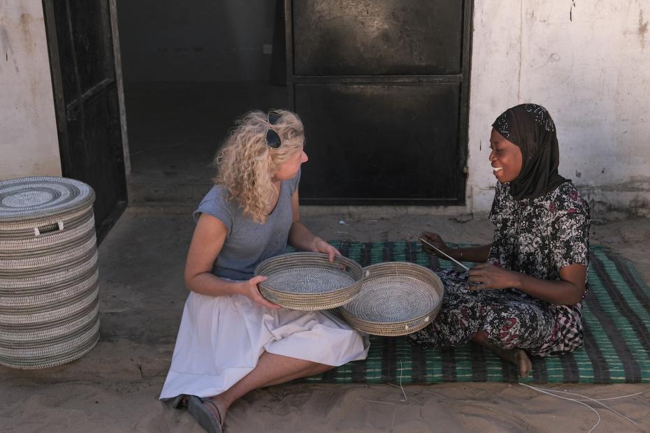 Elizabeth de Vise, Artisanne Founder, with Astou one of our weavers