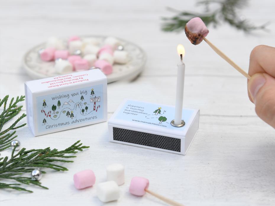 Christmas Mini Marshmallow Toasting Kit In A Matchbox
