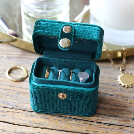 Teal Starry night printed velvet ring case Teal Starry