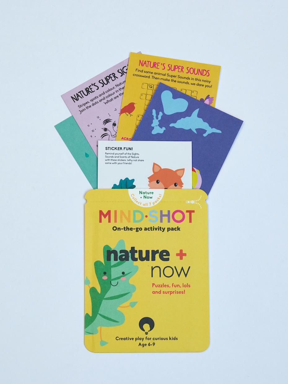 Each MindShot Nature + Now pack contains a range of activity cards and sticker fun, perfect to share and swap.