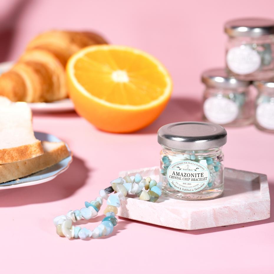 Amazonite Gem Jar  Crystal Chip Bracelet