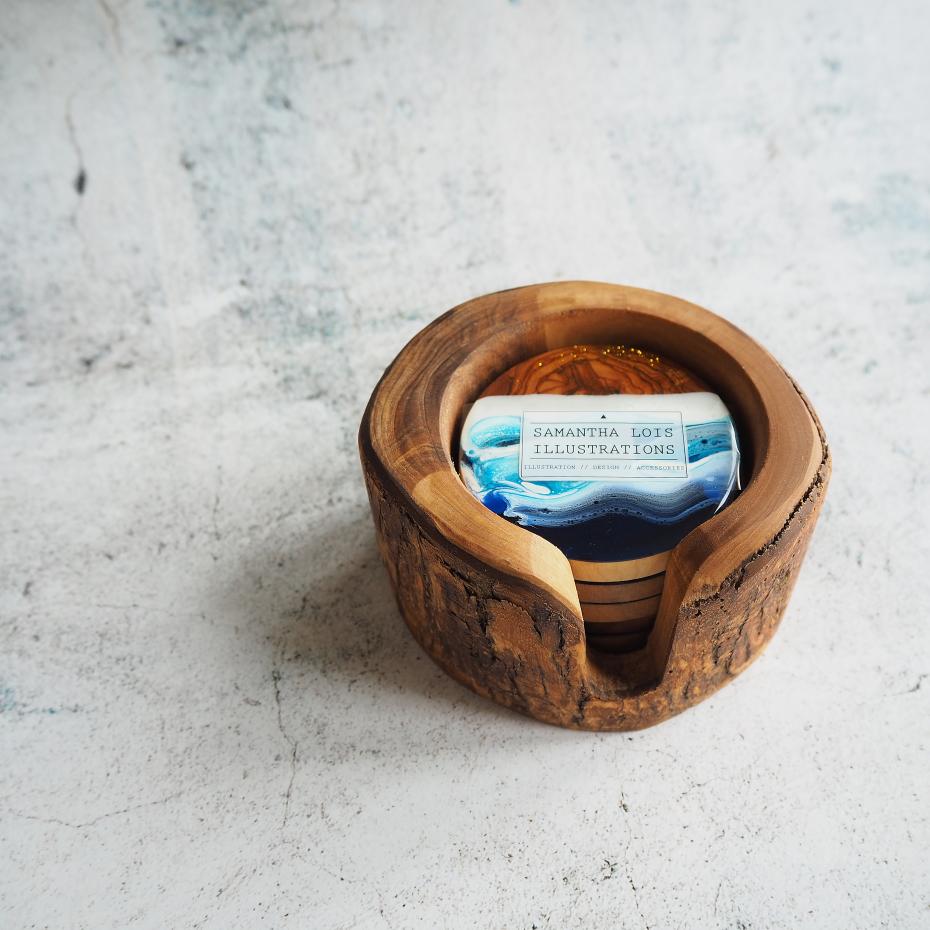 Ocean Olive Wood Coasters