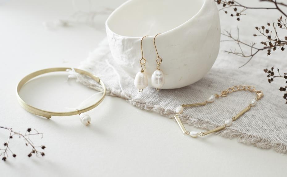 Pearl Bangle, Pearl Bracelet and Pearl Large Drop Earrings
