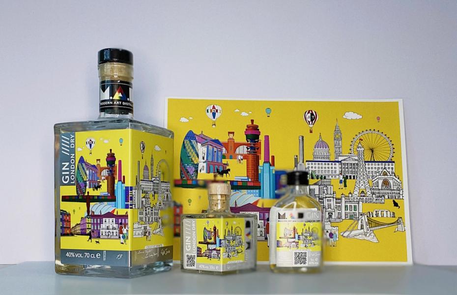 London Dry Gin - 70cl, 10cl & 5cl bottles plus art work
