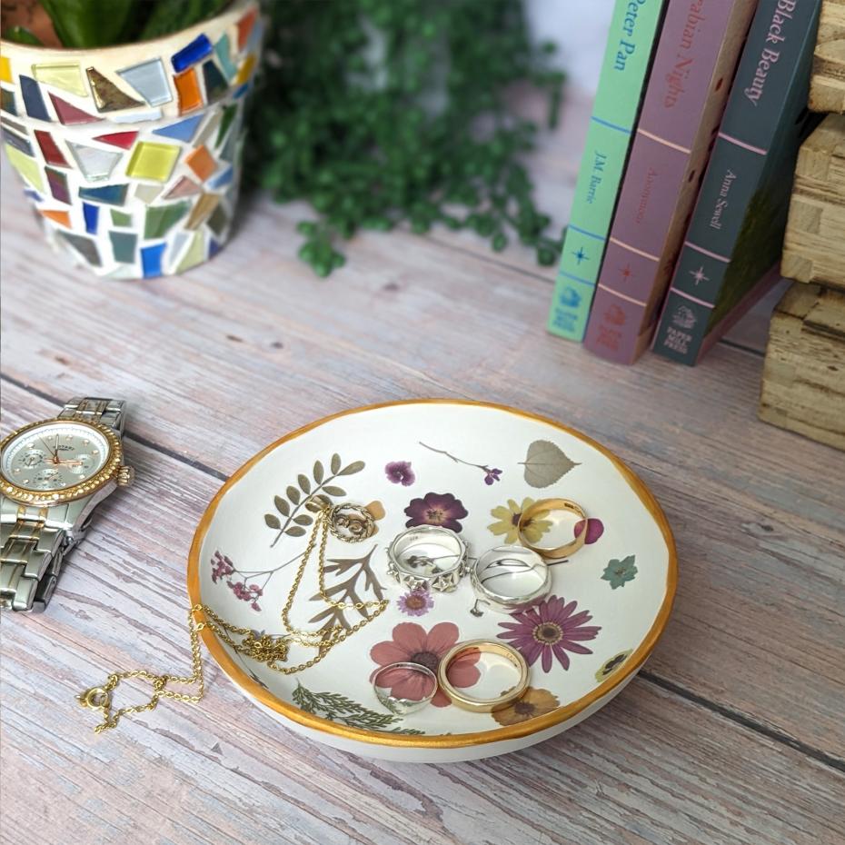 Floral Ceramic Trinket Dish Making Kit - Luxe Décor Craft Kit