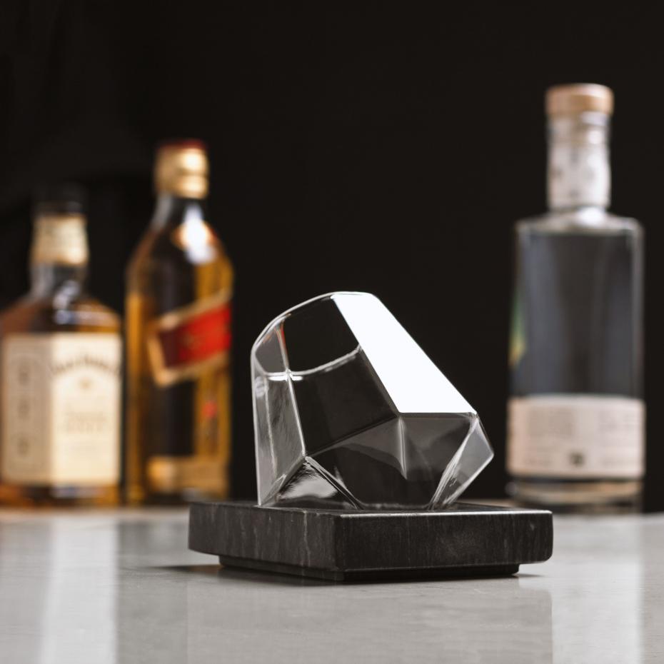 Diamond Glass Nesting in Marble Cooling Coaster