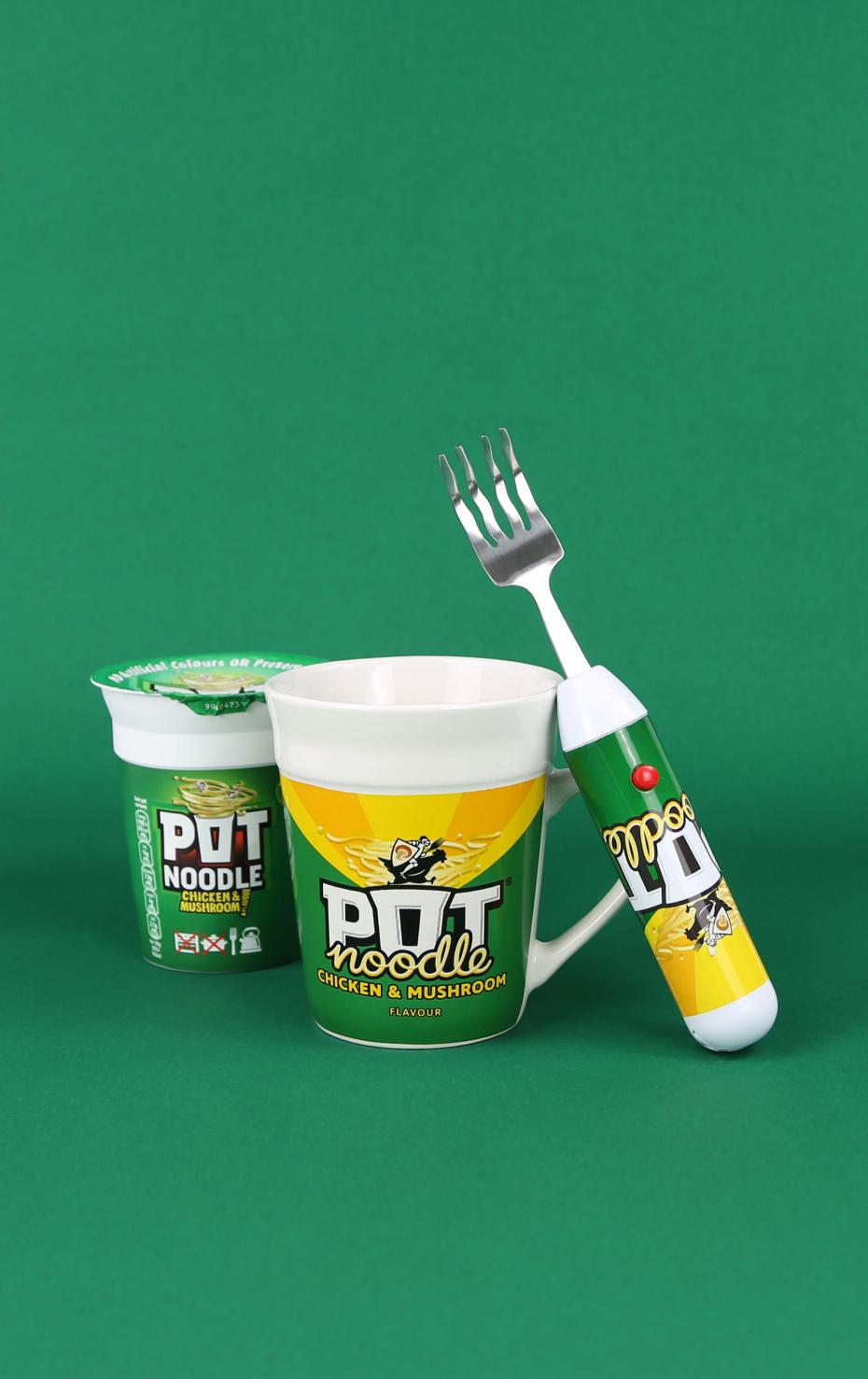 Pot Noodle mug and spinning fork gift set