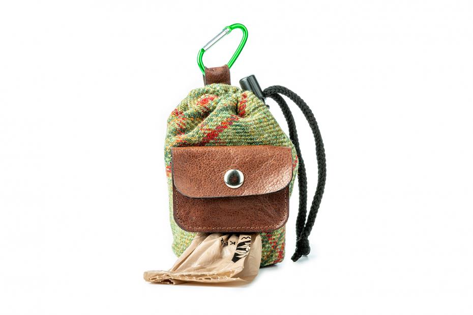 Dapper Dog treat bag in green tweed.