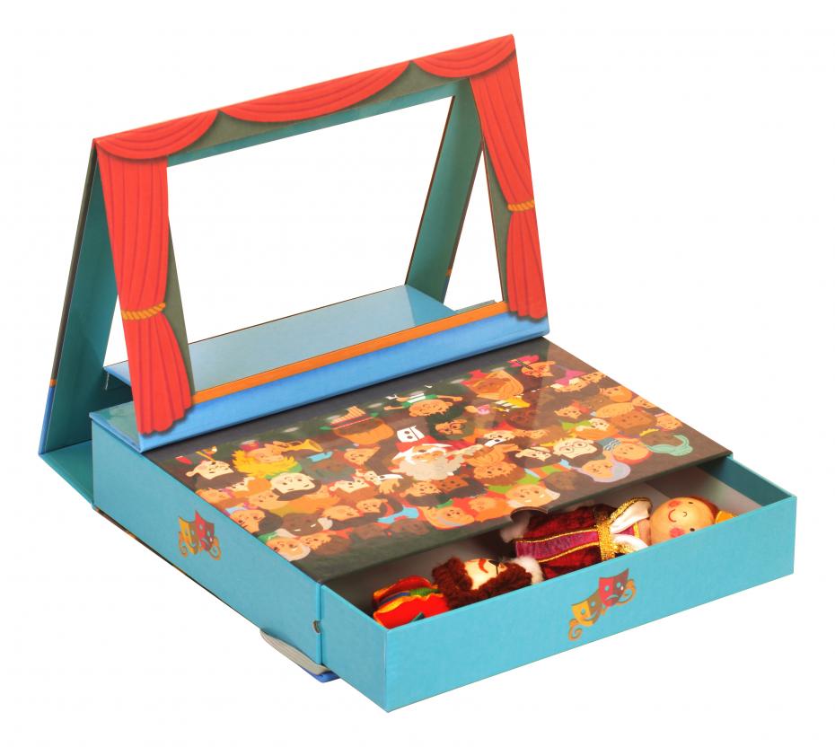 Open the lid to create the theatre and stage