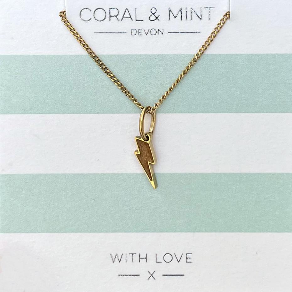 Sparkly enamel lightning Bolt Charm Necklace