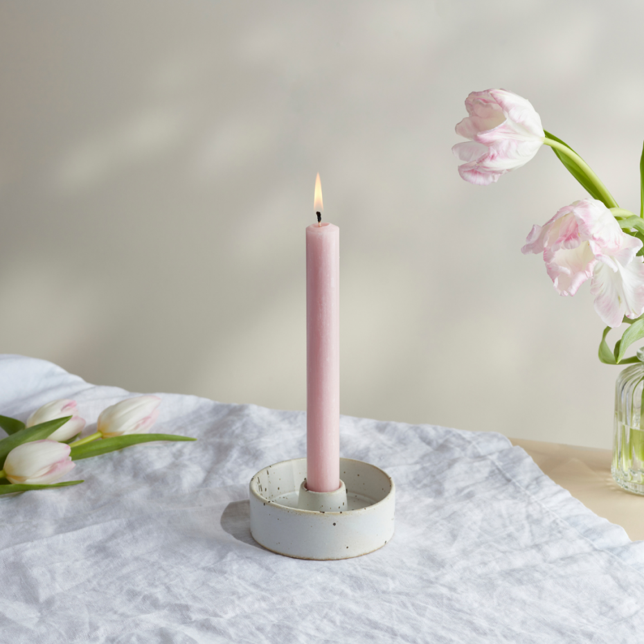 Rose Quartz Coloured Dinner Candles