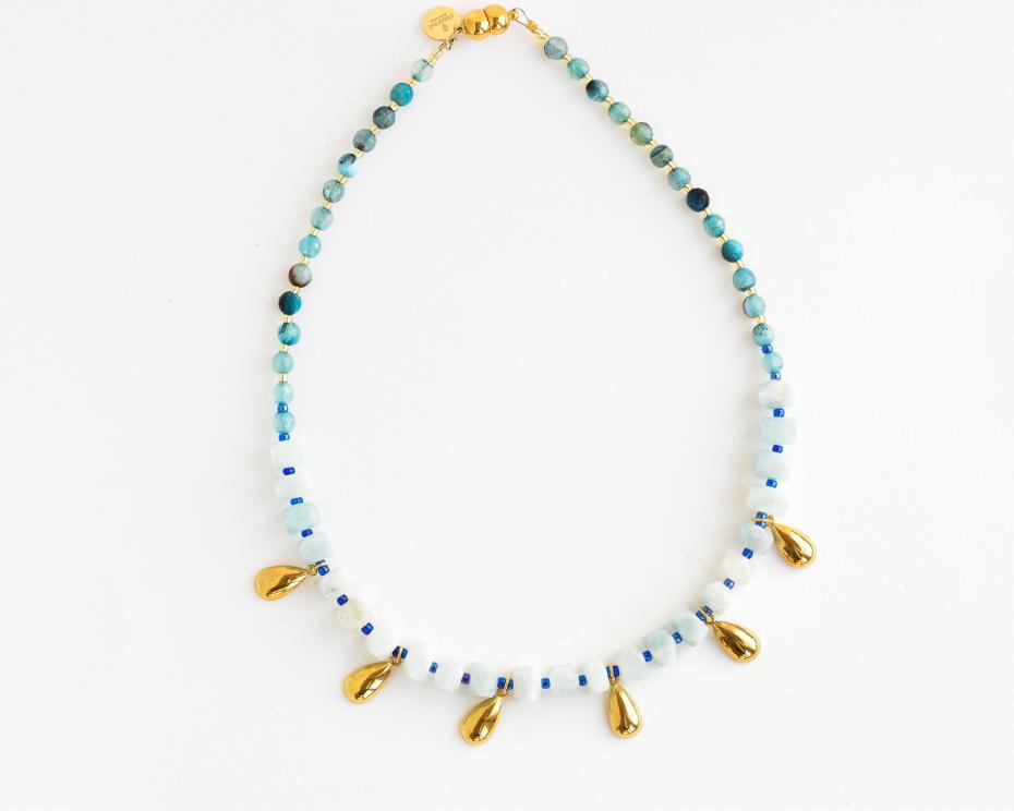 Petal and Stone Aquamarine necklace