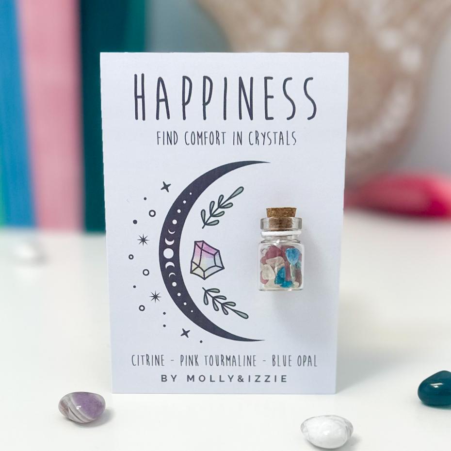 Created with wellbeing and encouraging affirmations in mind these little crystal jars are a unique way to gift a sentiment!