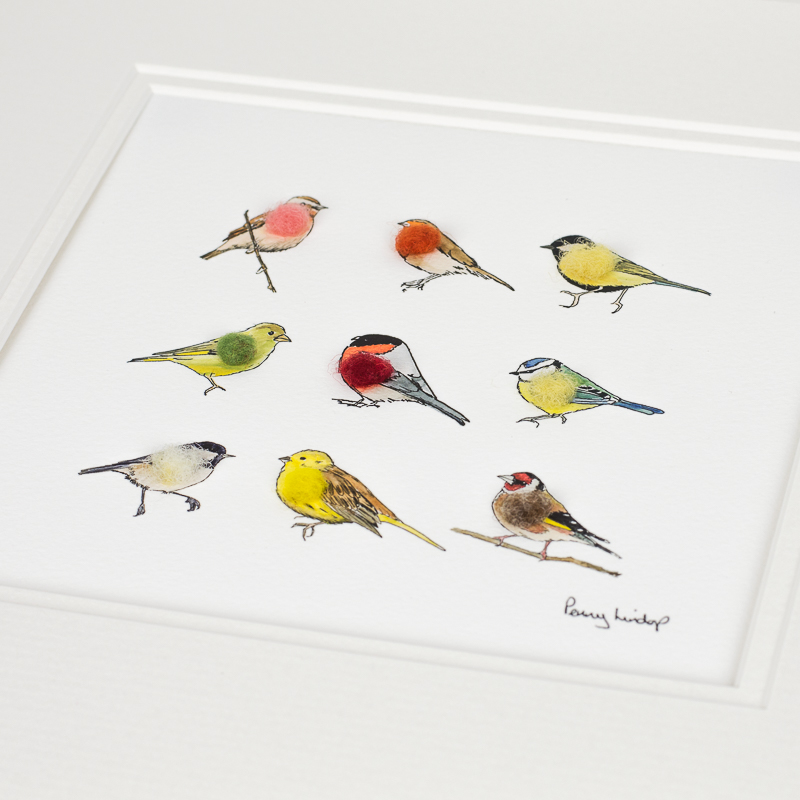Square Garden Birds Print - Oblique