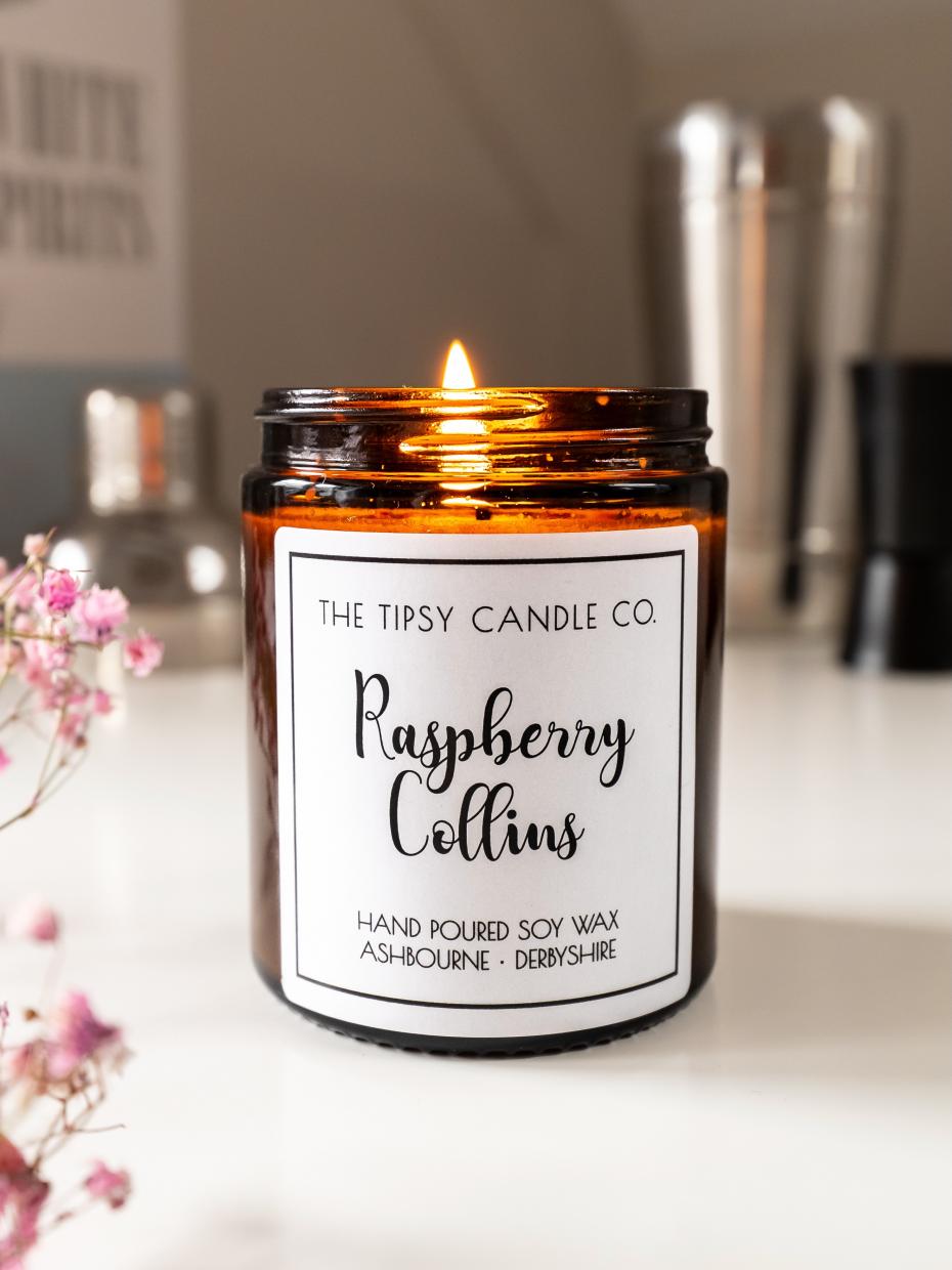 Raspberry Collins in Amber Glass