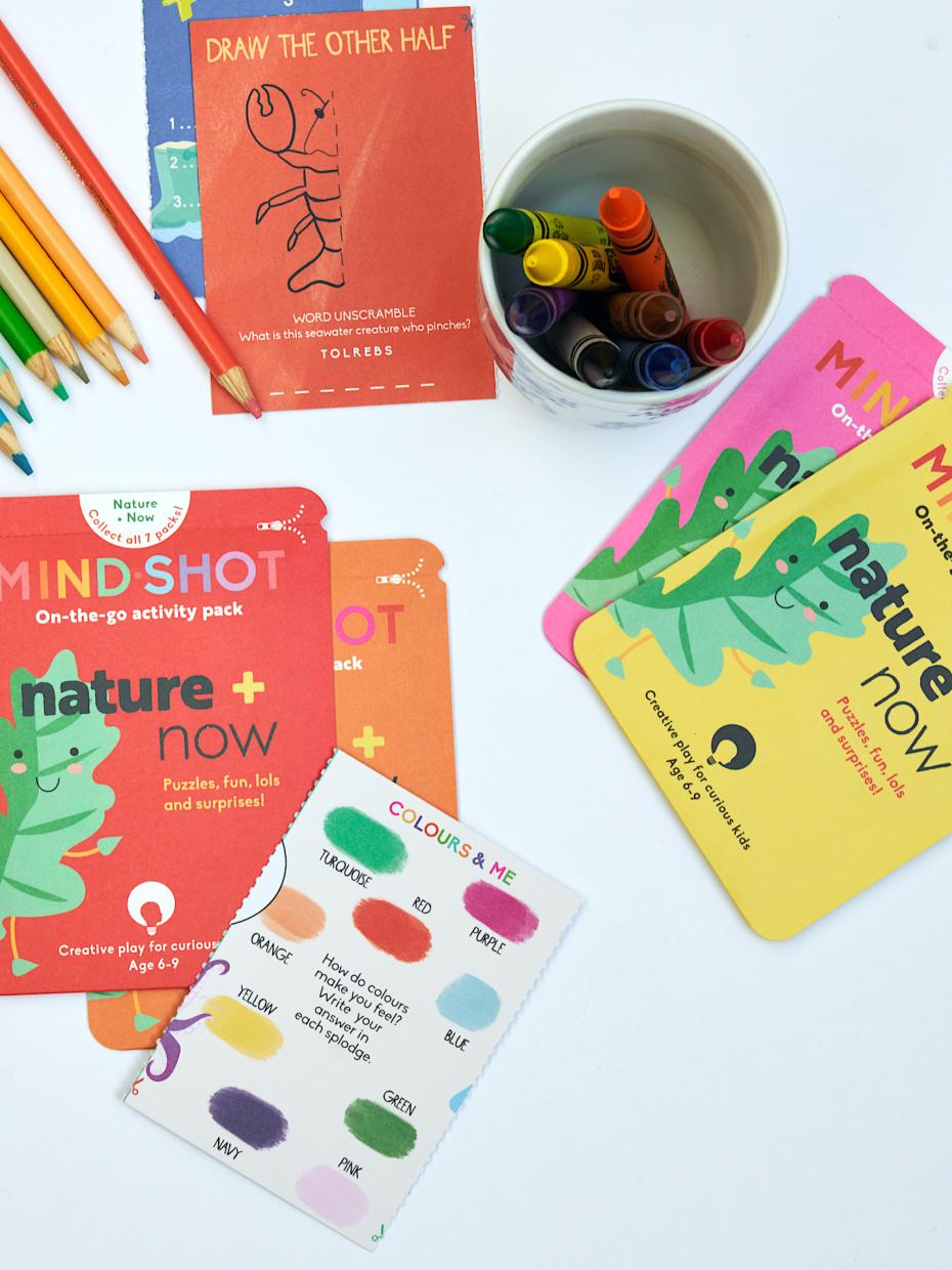 MindShot Nature + Now activity packs are beautifully designed with rainbow packaging and bright, original puzzles and lols.