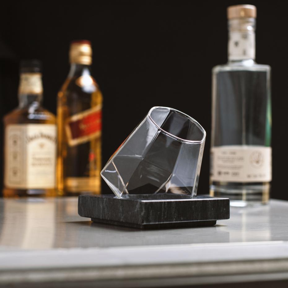Diamond Glass Nesting in Marble Cooling Coaster