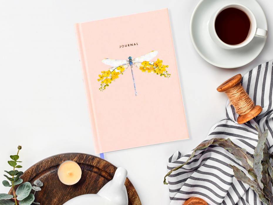 Botanical Dragonfly Fabric covered journals by Lola Design