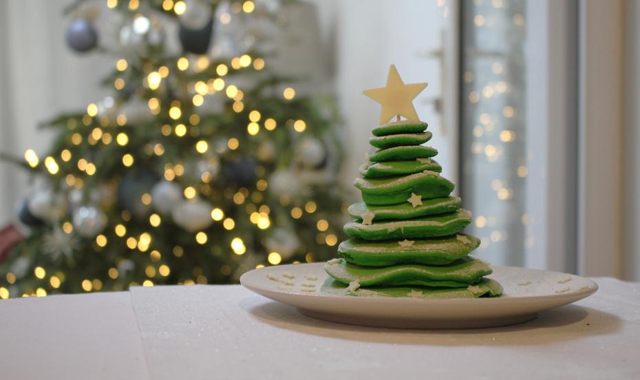 Christmas Tree Pancakes with Lights