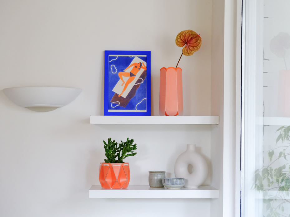 POTR Letterbox Vase (Melon) and 11cm POTR Pot (Coral)