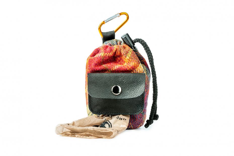 Dapper Dog treat bag in red tweed