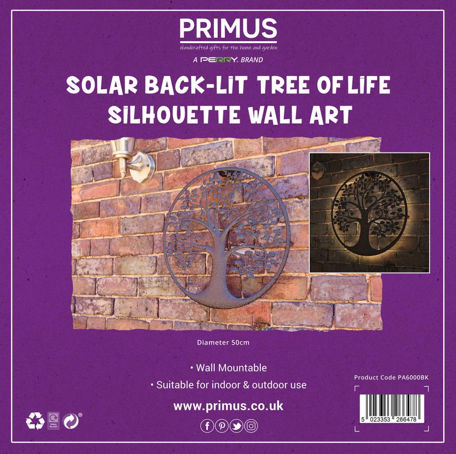 Solar Backlit Tree Of Life Silhouette Wall Art