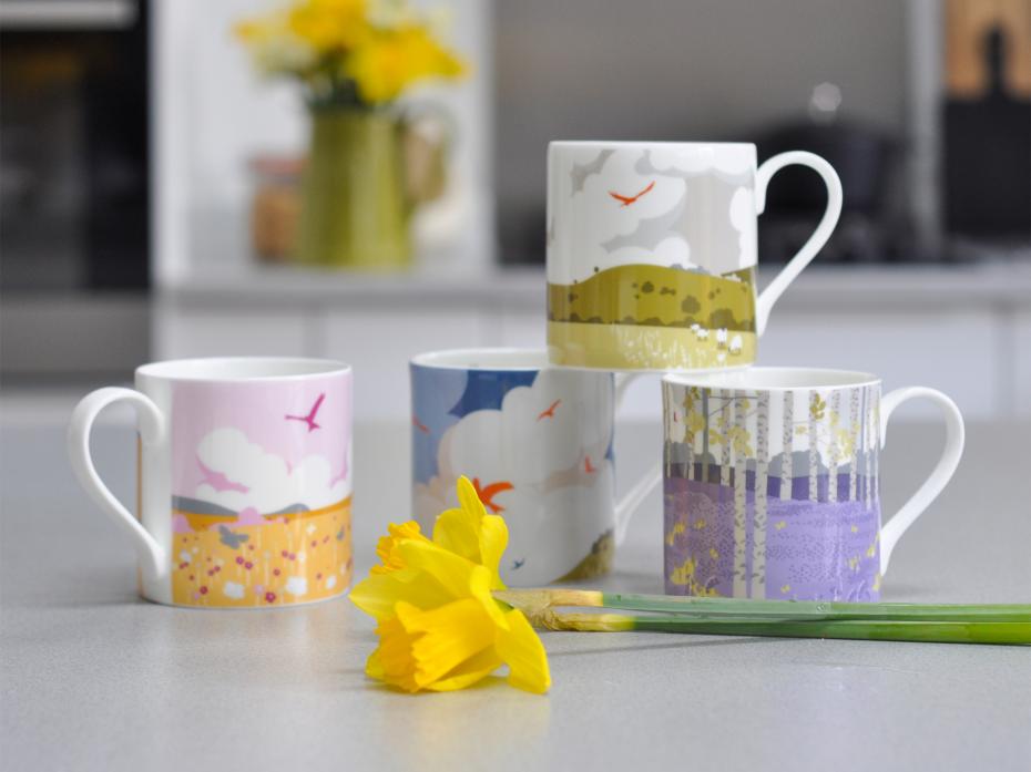 Colours of the Countryside 4 Bone China Mugs