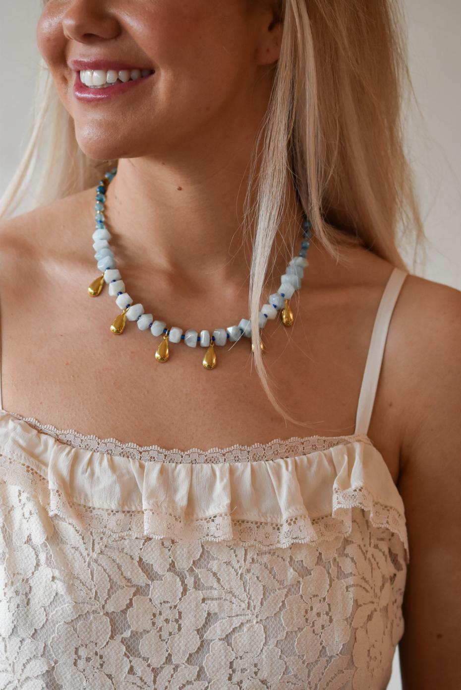 Petal and Stone Aquamarine necklace