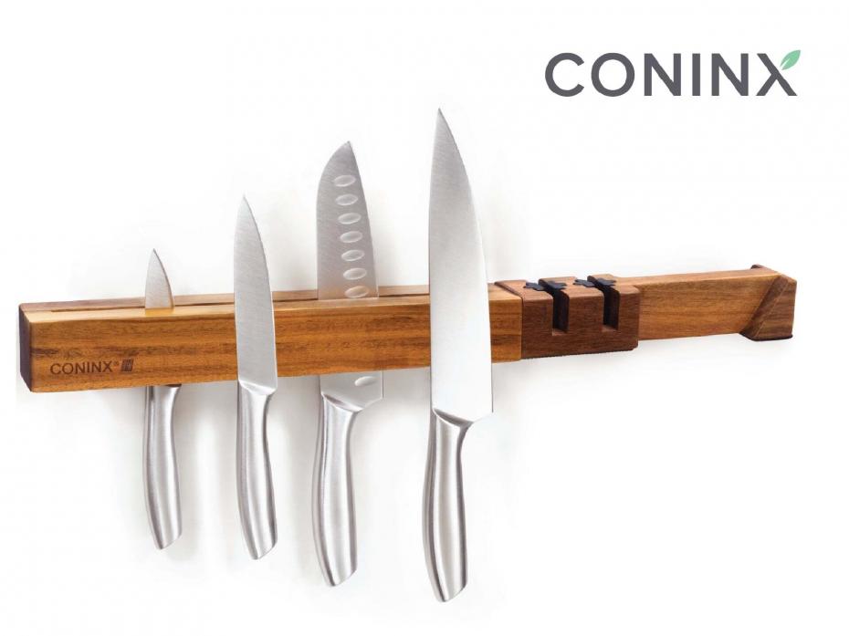 Coninx Magnetic Acacia Knife Strip with Sharpener